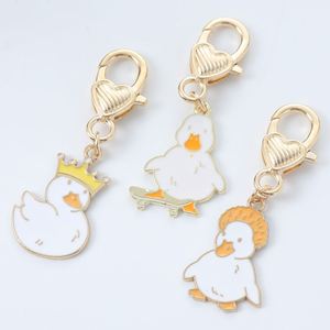 Llavero de Metal con Diseño de Pato Feliz en Rosa y Amarillo, con Cristales y Diamantes de Imitación, Regalo para Niñas y Mujeres, Llavero de Pato de Goma - Product Image 2