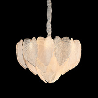 Lustre LED doré traditionnel français avec feuilles en cristal, pour hôtel, commande par interrupteur, intensité réglable, taille moyenne