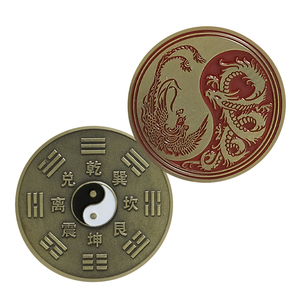 Moneda Conmemorativa Feng Shui Dragón y Fénix Yin Yang Tai Chi <span class=keywords><strong>Bagua</strong></span> con Relieve 2D para la Riqueza y la Prosperidad - Product Image 1