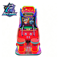 Arcadix Machine de jeu d'arcade de tir à l'eau à monnayeur, 2 à 4 joueurs, Thème Pompier courageux, pour aire de jeux intérieure pour enfants