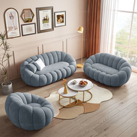 Ensemble de canapés minimalistes pour salon, en tissu bouclé, forme citrouille, Lazy Puff, 3+2+1 places