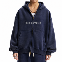 Hoodie Zipper Crop Boxy Bahan Fleece Katun Poliester 370gsm Berkualitas Tinggi, Bernapas, Gaya Streetwear, Custom Grosir untuk Pria