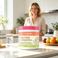 Poudre de fibres quotidienne, probiotiques, collagène, électrolytes, favorisent la digestion, complément alimentaire végétalien sans gluten, étiquette privée OEM