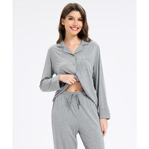 Conjunto de Pijama de Bambú Suave para Mujer, Pijama de Lujo de Dos Piezas de Manga Corta, Ropa de Dormir de Bambú, Algodón y Modal - Product Image 5