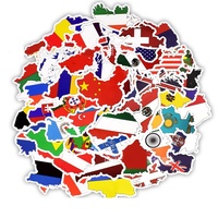 Pegatinas de Graffiti impermeables con mapa del mundo, para equipaje de coche, pared, portátil, bandera nacional, 50 Uds.