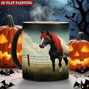 Comfort Grip Handle <b>Ceramic</b> <b>Cup</b> 11oz Frosted Black Heat Sensitive Color Changing Magic Mug - Product Image 6