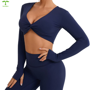Logo personalizzato Sexy donna abbigliamento sportivo a maniche lunghe Gym Yoga Legging Fitness Ropa Deportiva Mujer abbigliamento sportivo Set abiti da allenamento - Product Image 1
