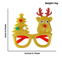 Lunettes décoratives avec lettres dorées et sapins de Noël, lunettes de fête scintillantes, accessoire photo pour dîner de Noël et réunion de famille