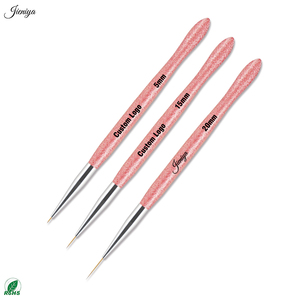 Ensemble de 3 pinceaux <span class=keywords><strong>liner</strong></span> pour nail art, manche en plastique <span class=keywords><strong>rose</strong></span> ultra brillant, poils en nylon, pour gel et beauté des ongles, OEM/ODM - Product Image 4