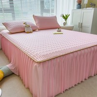 Nouvelle Collection – Parure de Lit Jacquard Teint Uni 300 Fils/Pouce² en Latex Rafraîchissant de Haute Qualité pour l'Été – Drap, Jupe de Lit et Housse de Couette