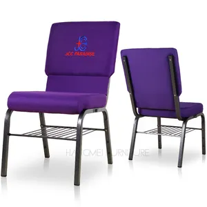 Factory wholesale Modern Cheap Popular Theater Navy purple Church Chairs With Metal Rack