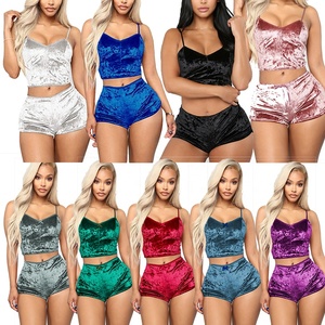 2021 Primavera Verano último pijama de mujer ropa de salón conjunto de lencería de mujer ropa de dormir de terciopelo para mujer - Product Image 1