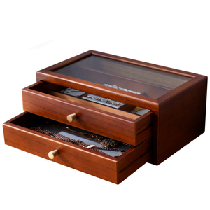 DS Custom Rectangle Multi-layer <b>Drawer</b> Type Modern Stylish Chinese <b>Storage</b> Display Wood Jewelry <b>Box</b> for Rings - Product Image 1