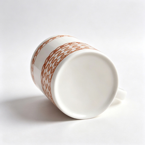 Bone China Ceramic Cups with Head Style Cap for Office Afternoon Tea Presentable Teacup Set Orange Chain Pattern Minimalist - Product Image 5