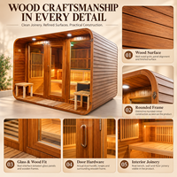 Cabine de sauna autoportante en bois haut de gamme avec façade vitrée pour usage résidentiel, hôtels, spas et projets d'aménagement