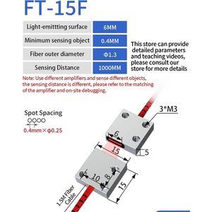 Sensor de Fibra Óptica Vkfwfmeu FT-15F 12-24V DC, Interruptor Óptico de Matriz de Haz Pasante, Sonda Amplificadora de Matriz de Sensores - Product Image 2