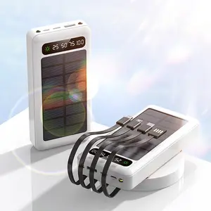 뜨거운 판매 20000mAh 태양 광 발전 은행 4 포트 LED 휴대용 충전기