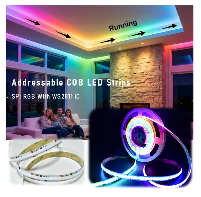 Dream Smart Strip Lights 720LED Full Color RGBIC Magic COB Light Strip with 12V 24V Low Voltage Controller Addressable