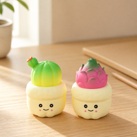 Lot de 6 pots de cactus souples, succulentes colorées avec visage Kawaii, jouets de bureau