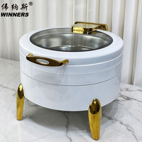 WINNERS Speisenwärmer Buffet Weiß und Gold Hydraulisch 304 Edelstahl Chafing Dish für Restaurant & Hochzeit