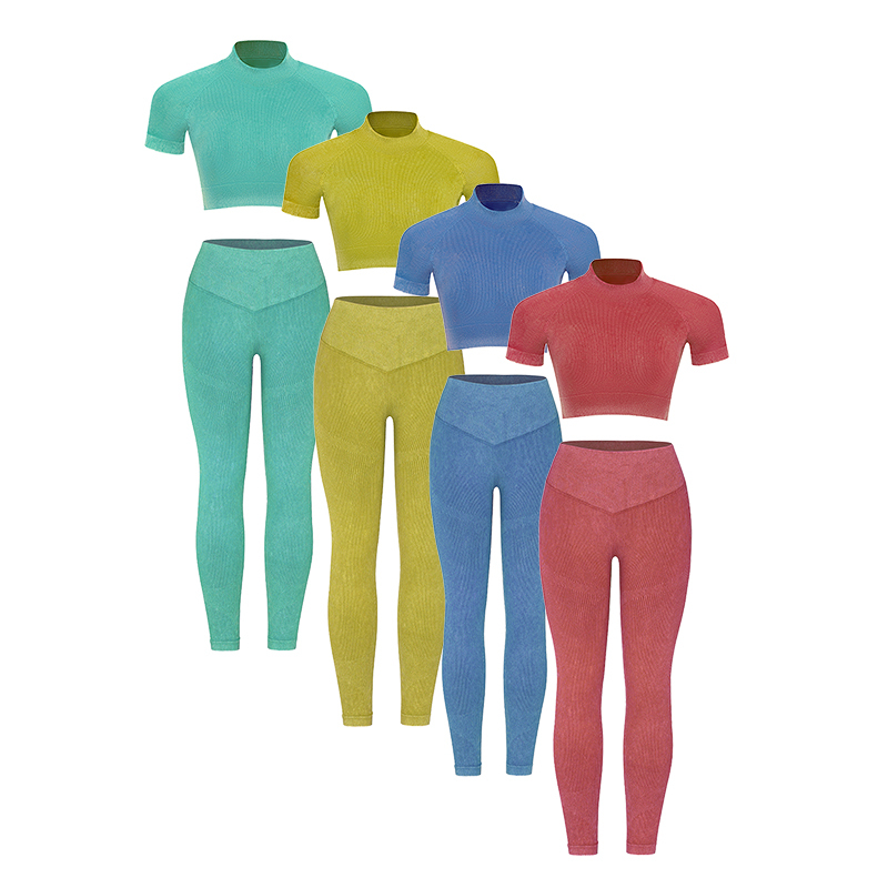 High Waist Fitness Wear Elastic Knitted Yoga Women Leggings Seamless Yoga Equipment Yoga Sets for Women