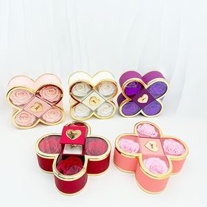 2025 Neujahr Schmucks cha tulle Konservierte Rosen Vier blättriges Kleeblatt Quadrat Einfache Plastiks prüh farbe 5cm Ewige Blumen Valentinstag - Product Image 6