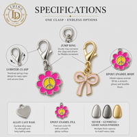 Breloque à fermoir mousqueton pour porte-clés, pendentif, DIY, en alliage émaillé époxy, pour sacs, chaussures, bracelets, pour femmes, coloris argent, bronze, or clair