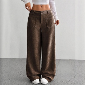 <span class=keywords><strong>Pantaloni</strong></span> Casual Vintage Europei e Americani da <span class=keywords><strong>Donna</strong></span> con Tasche Frontali e Posteriori, Tinta Unita - Product Image 3