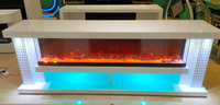 Meuble TV avec cheminée électrique miroir, haut-parleur Bluetooth et flammes multicolores – Offre spéciale Europe
