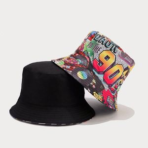 Men's & Women's Retro Bucket <b>Hat</b> Double Sided Reversible Hip Hop Style Wide Brim <b>for</b> Party Fishing Sun & Shade Protection - Product Image 4