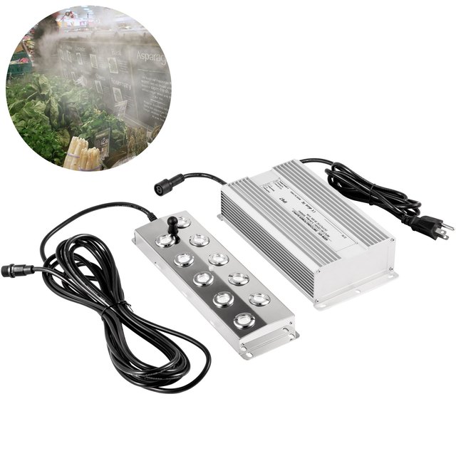 10-Head Ultrasonic Stainless Steel Fogger Maker Waterproof Power Supply Humidifier 5kg/h Pond Mister Fogger Service Equipment