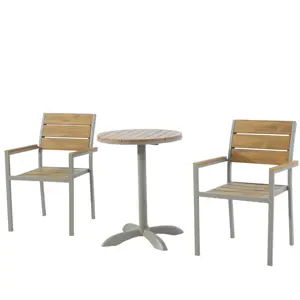Assento de plástico barato com pernas de madeira estofadas, cadeira empilhável