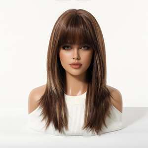 วิกผมเต็มศีรษะสำหรับ<span class=keywords><strong>ผู้</strong></span><span class=keywords><strong>หญิง</strong></span> <span class=keywords><strong>ผม</strong></span>ยาวตรงดูเป็นธรรมชาติ พร้อมการตัดผมยาวระดับไหปลาร้าแบบหลายชั้น และหน้าม้า<span class=keywords><strong>ทรง</strong></span>บลันท์ที่ช่วยลดอายุ - Product Image 4