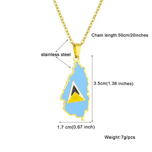 Collier tendance avec drapeau de la <span class=keywords><strong>Sainte</strong></span>-Lucie pour femmes et filles, couleur argent/or, acier inoxydable, pendentif <span class=keywords><strong>Sainte</strong></span>-Lucie, chaînes de bijoux - Product Image 4