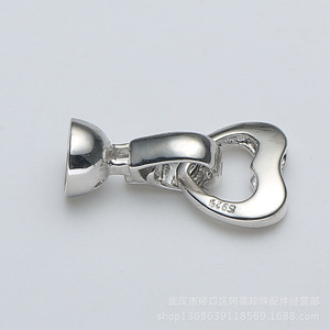 Fermoir en forme de cœur en argent S925 pour bracelet de perles, connecteur de collier, accessoires de bricolage 2013 - Product Image 2