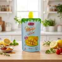 Pochette souple à bec verseur en aluminium imprimée sur mesure de 170 ml, emballage liquide premium pour jus de mangue