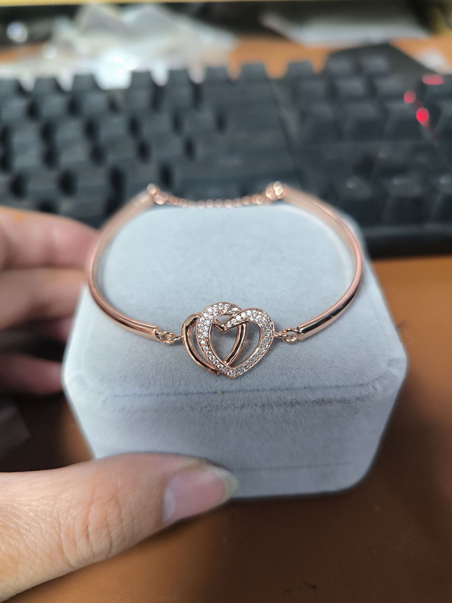 Double heart bracelet-rose gold