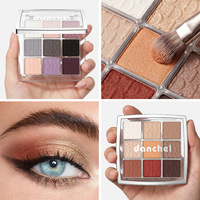 Palette de maquillage mate et scintillante imperméable 9 couleurs pour peaux foncées, fard à paupières en poudre longue tenue, vente en gros