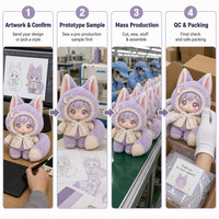 Peluche Renard Lavande Mignon avec Capuche, Visage en Vinyle, Poupée Kawaii Douce, Personnalisable OEM ODM, Vente en Gros Usine, Cadeau pour Enfants, Article de Collection