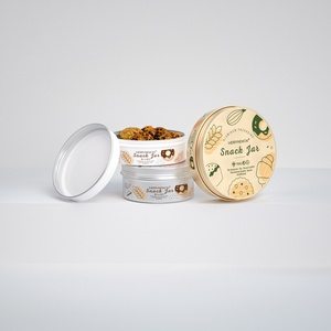 Eco Friendly Recycled Aluminum Cookies & Dessert Packaging <b>Tins</b> with Screw Cap Screen Printed Food Container - Product Image 2