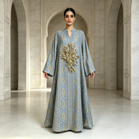 Robe Abaya de luxe légère en coton brodée de sequins et de cordes, à manches longues, longueur ras du sol, pour mariage et soirée, style Moyen-Orient, Dubaï, pour femme musulmane
