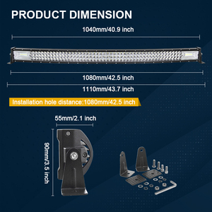 Barre lumineuse <span class=keywords><strong>LED</strong></span> incurvée 540W 42 pouces 12-24V 5000 Lumens pour camion 4x4, VTT, toit de voiture, éclairage extérieur tout-terrain droit - Product Image 2