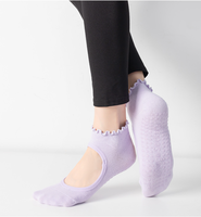 Chaussettes de yoga pour femmes en coton peigné tricoté, sans talon, antidérapantes, taille unique, pour Pilates, fitness, danse