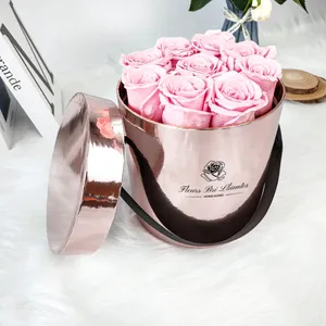 Popular Fancy Metal Style Paper Rose Flower Gift Shipping Transportation Hat Boxes