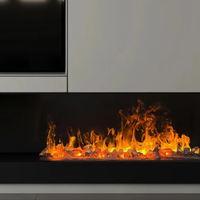 Cheminée électrique à vapeur d'eau 3D en acier inoxydable brossé 304 de haute qualité, 100 cm, autoportante sous meuble TV