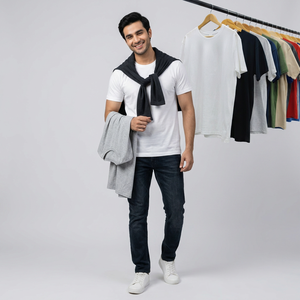 T-shirt en coton 180 GSM, 100% coton, haute qualité, col blanc, unisexe, respirant, coupe classique, t-shirt décontracté pour homme - Product Image 1