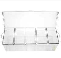 Accessoires de bar Glam, plateau à condiments en plastique et PET, bac à glace réfrigéré avec plateau à garniture pour servir des boissons et des collations