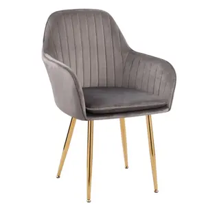 Modern Luxury Home Furniture Painted Metal Legs Velvet Fabric Dining Chairs