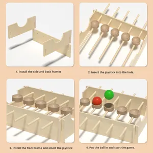 Jeu de bureau en bois à billes rotatives pour enfants de 3 à 7 ans, entraînement de la coordination œil-main, jouet éducatif - Product Image 3