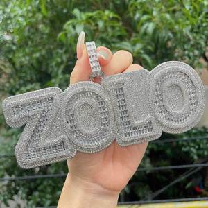 Collana di diamanti con strass personalizzato Hip Hop con bottone amoroso a due colori CZ con bottone d'amore e zircone con gioielli di moda con <span class=keywords><strong>nome</strong></span> personalizzato - Product Image 5